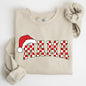 Mama, Red Checkered Christmas Plaid, Santa, Winter, Santa, Xmas Sweatshirt