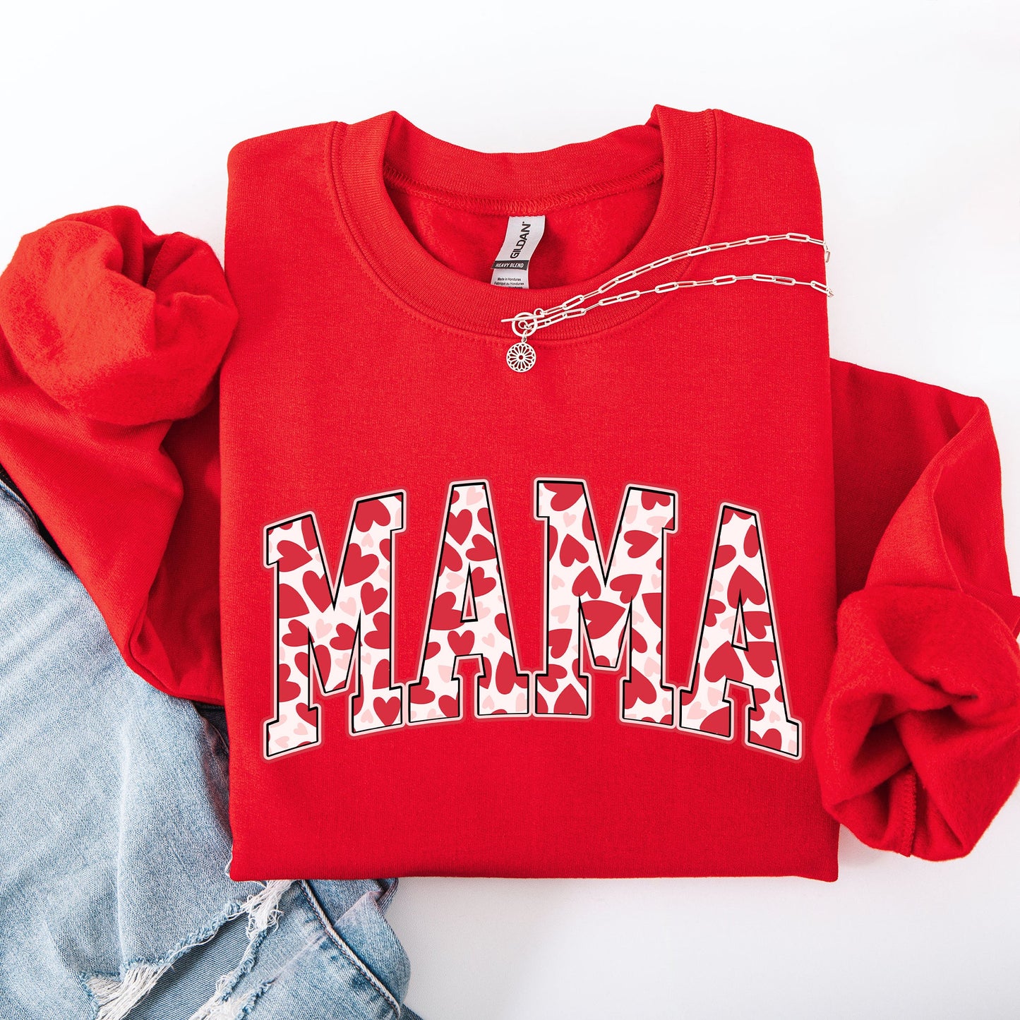 Mama, Valentine's Day, Hearts, Love Sweatshirt