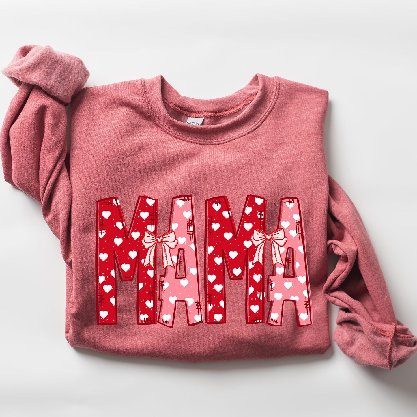 Mama, Valentine's Day, Ribbons, Hearts, Love Sweatshirt