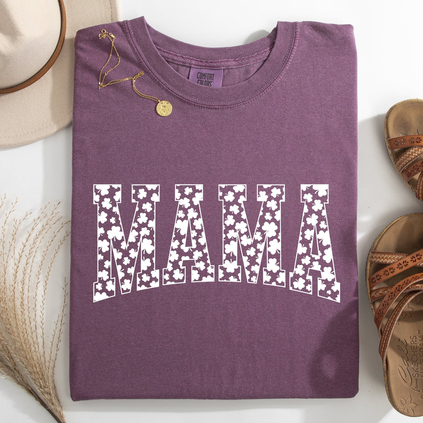 Mama, Varsity, Collegiate, St Patrick's Day, Shamrock, Clover, Lucky, Leprechaun Tshirt Comfort Colors T-Shirt