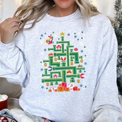 Mario Santa, Retro, Classic, Video Game Christmas Sweatshirt