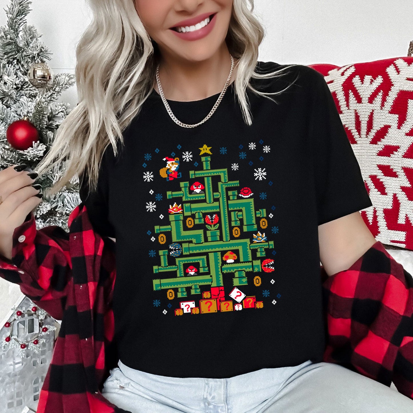 Mario Christmas, Retro, Classic, Video Game, Super Soft Tees