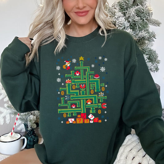 Mario Santa, Retro, Classic, Video Game Christmas Sweatshirt