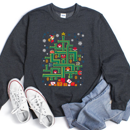Mario Santa, Retro, Classic, Video Game Christmas Sweatshirt
