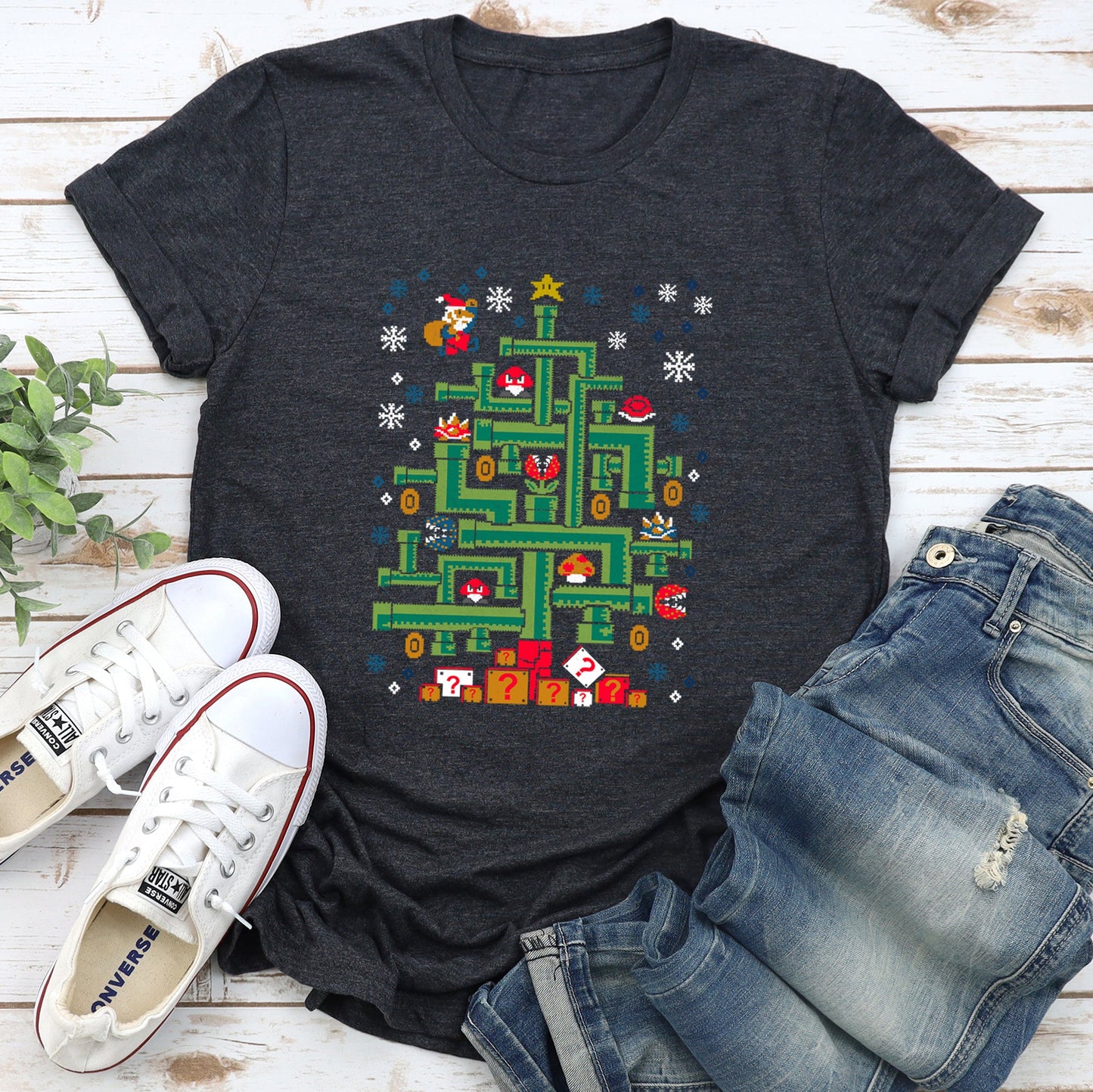 Mario Christmas, Retro, Classic, Video Game, Super Soft Tees