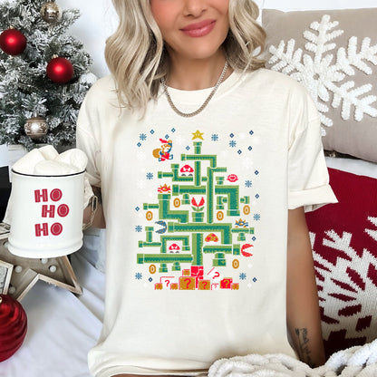 Mario Christmas, Retro, Classic, Video Game, Super, Comfort Colors, Tshirt
