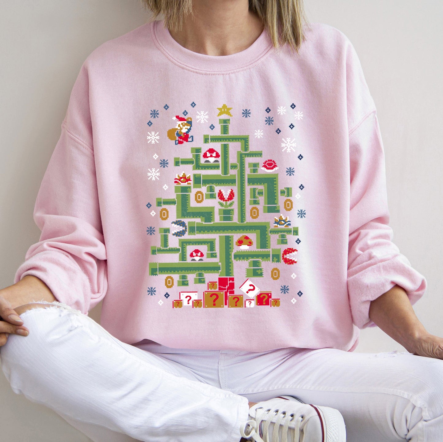 Mario Santa, Retro, Classic, Video Game Christmas Sweatshirt