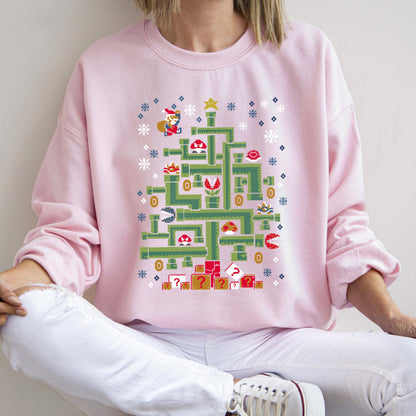 Mario Santa, Retro, Classic, Video Game Christmas Sweatshirt