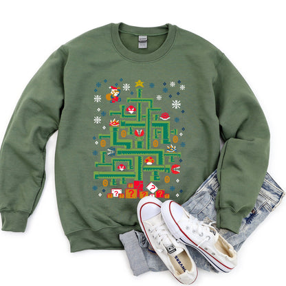 Mario Santa, Retro, Classic, Video Game Christmas Sweatshirt