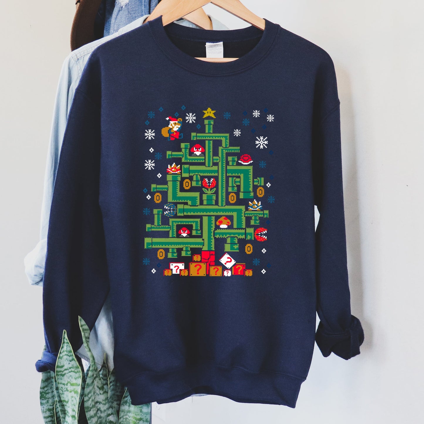 Mario Santa, Retro, Classic, Video Game Christmas Sweatshirt