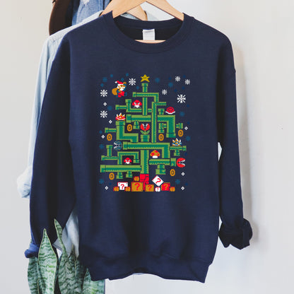 Mario Santa, Retro, Classic, Video Game Christmas Sweatshirt