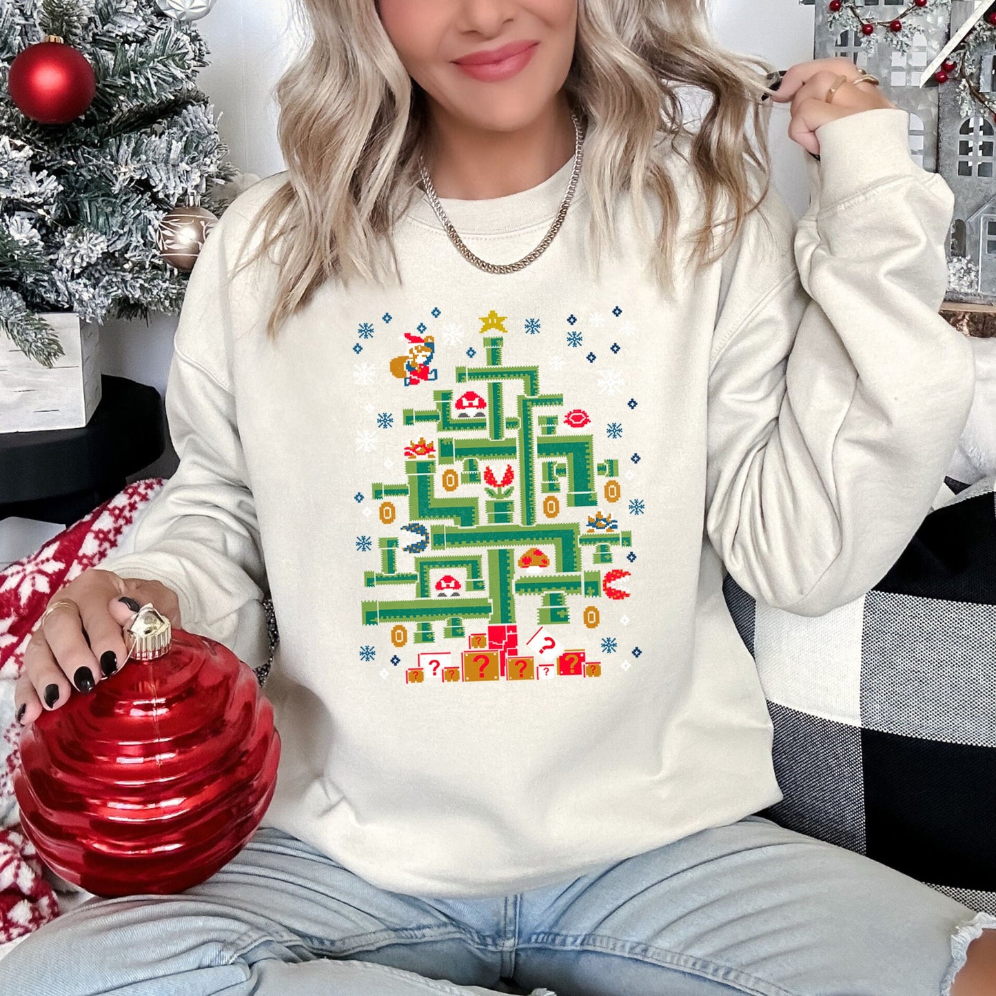 Mario Santa, Retro, Classic, Video Game Christmas Sweatshirt