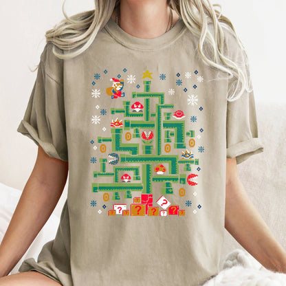 Mario Christmas, Retro, Classic, Video Game, Super, Comfort Colors, Tshirt