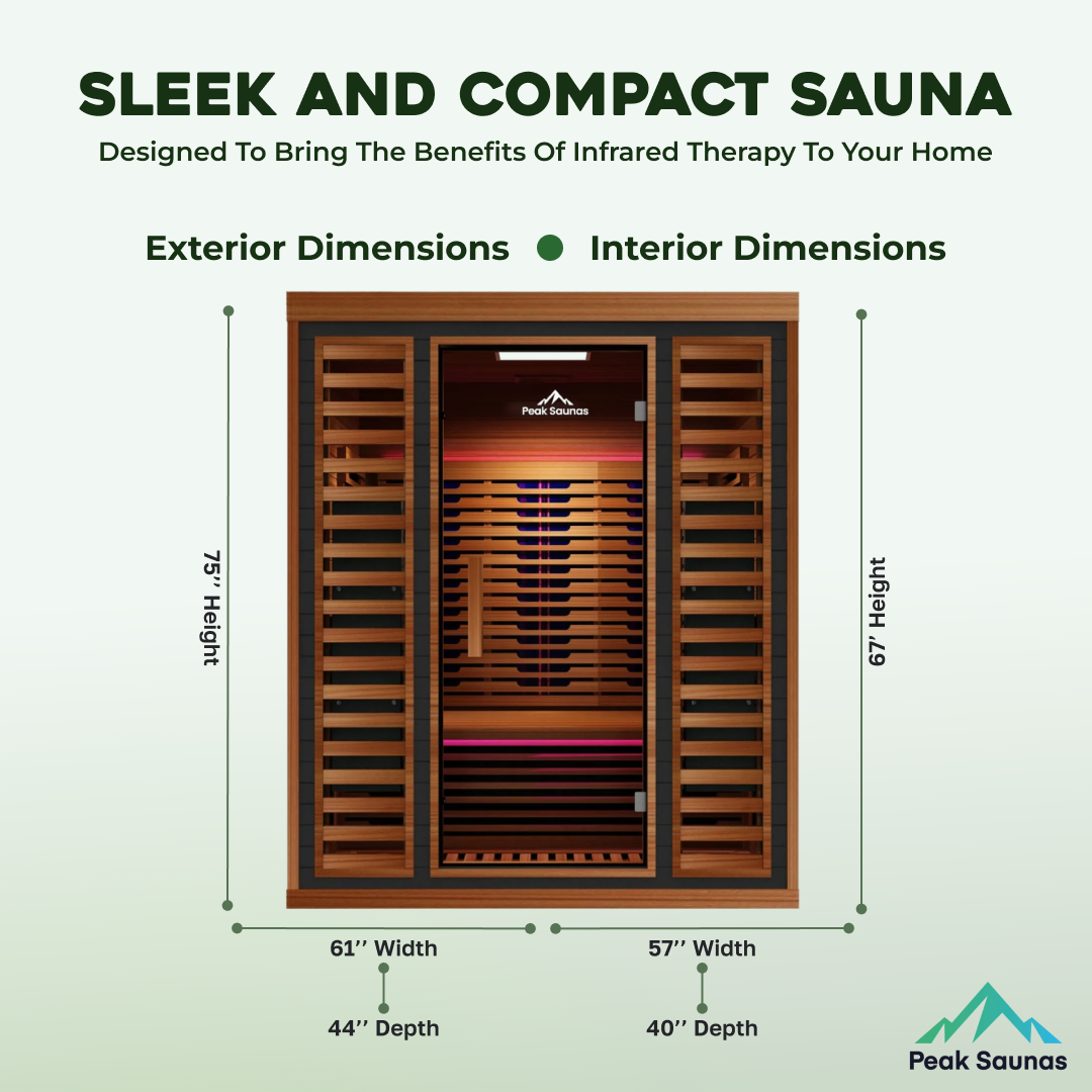 Peak Saunas Matterhorn Luxury 3-Person Full Spectrum Infrared Sauna with Two XL Medical-Grade Red Light Therapy Panels & Smart WiFi App Control