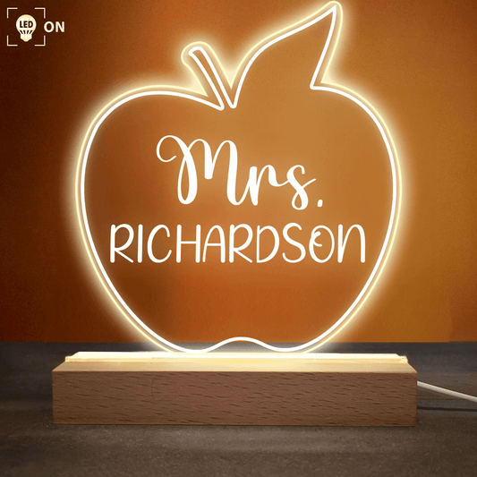 Teacher Sign For Desk - Acrylic Plaque Led Lamp - Personalized Gift for Teacher, Kindergarten, Preschool, Pre K, Paraprofessional