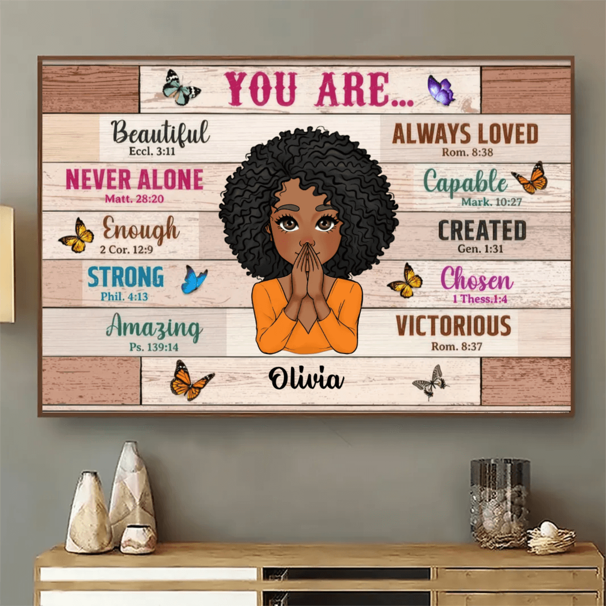 Custom Inspirational Wall Art - Bible Verses - Personalized Canvas Gift for Women, Mom, Wife, Daughter, Girlfriend, Black History, Christian