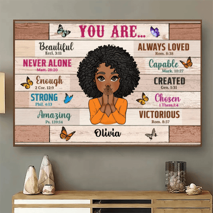 Custom Inspirational Wall Art - Bible Verses - Personalized Canvas Gift for Women, Mom, Wife, Daughter, Girlfriend, Black History, Christian