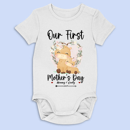 Our First Mother's Day Baby Onesie - Personalized Custom T Shirt - Gift for Mom & Baby, Mother's Day Gift