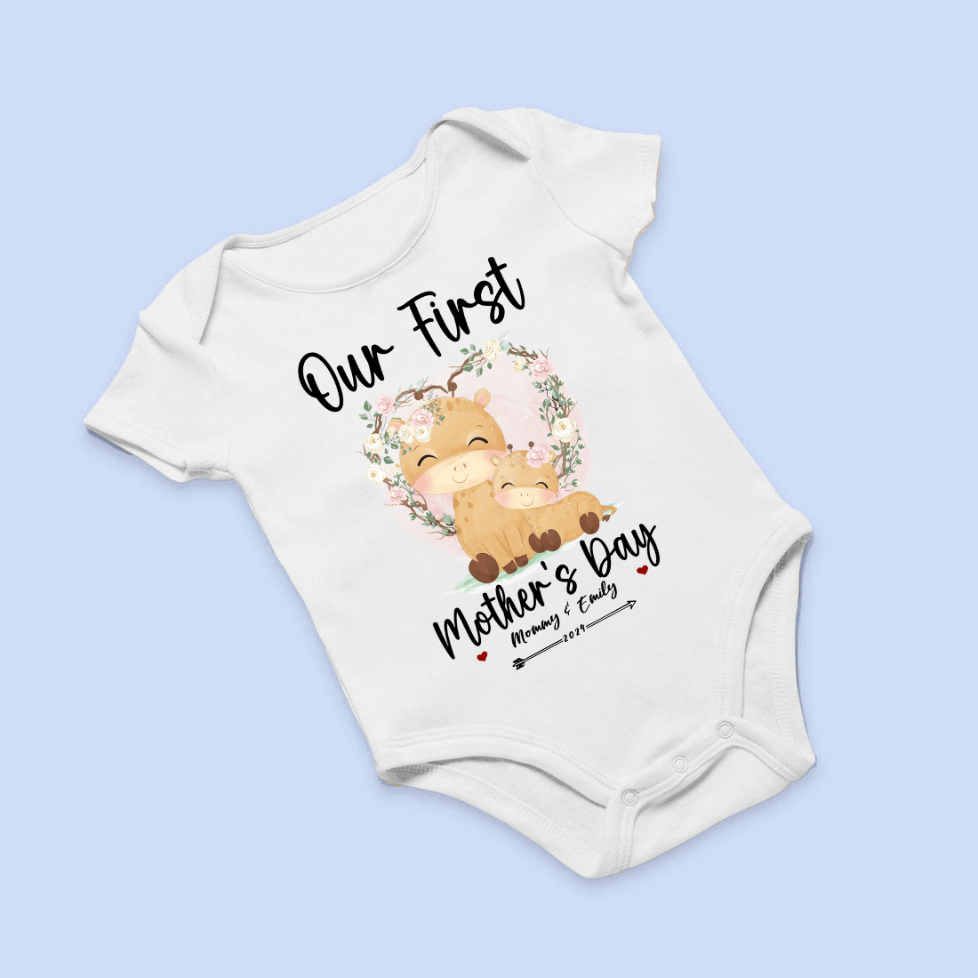 Our First Mother's Day Baby Onesie - Personalized Custom T Shirt - Gift for Mom & Baby, Mother's Day Gift