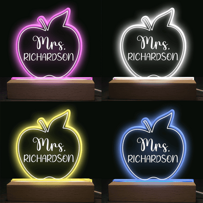 Teacher Sign For Desk - Acrylic Plaque Led Lamp - Personalized Gift for Teacher, Kindergarten, Preschool, Pre K, Paraprofessional