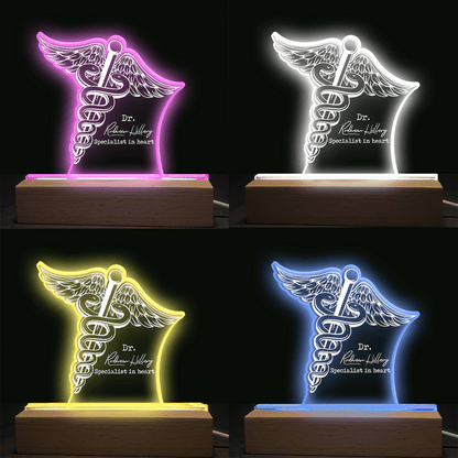 Caduceus Staff of Hermes - Acrylic Plaque Led Lamp - Personalized Gift for Nurse, Doctor, CNA, Healthcare, Registered RN
