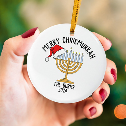 Christmas Hanukkah Ornament 2024 - Interfaith Family Gift Ideas, Jewish and Christian Family Decorations