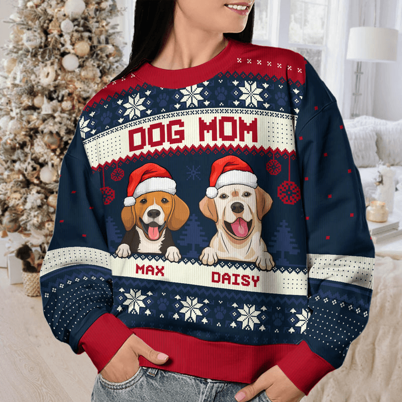 Best Dog Mom Dog Dad Ever - Custom Ugly Sweater - Personalized Christmas Gifts For Dog Owners & Lovers | Sweatshirt