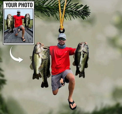 Custom Photo Fishing Ornament - Personalized Christmas Acrylic Ornament , Fishing Jacket Ornament, Fishing Fan Lover, Gift For Fisher, Fisherman