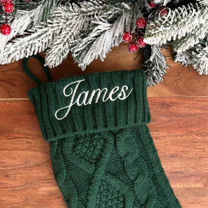 Personalized Family Christmas Stockings - 2024 Embroidered Christmas Stocking, Knitted Stockings With Name, Monogram Stocking, Holiday Decor Gift