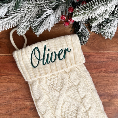 Personalized Family Christmas Stockings - 2024 Embroidered Christmas Stocking, Knitted Stockings With Name, Monogram Stocking, Holiday Decor Gift