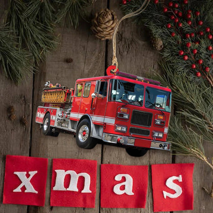 Custom Fire Truck Ornament -  Personalized Photo Gift for Firefighter, Paramedic | Christmas Decoration