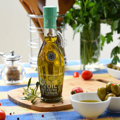 KORVEL Greek Extra Virgin Olive Oil with Mediterranean herbs, Amphora 8.45 fl oz (250ml) - 6 pack