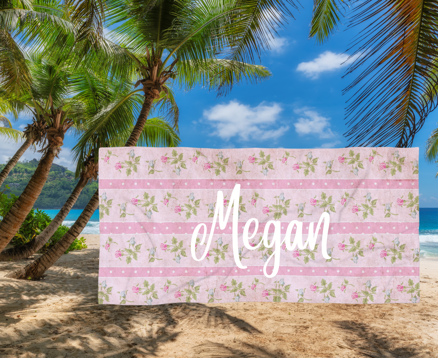 Customizable: Floral Pink Beach Towel | Summer Vibes, Poolside Essential, Travel Must-Have, Gift for Her, Warm Days