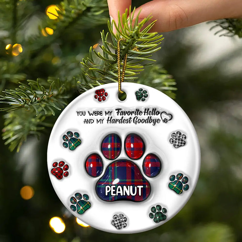 Memorial Dog Cat You Left Paw Prints On My Heart - 3D Inflated Effect Printed Ceramic Ornament - Sympathy Gift For Pet Owners, Pet Lovers