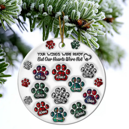 Memorial Dog Cat You Left Paw Prints On My Heart - 3D Inflated Effect Printed Ceramic Ornament - Sympathy Gift For Pet Owners, Pet Lovers