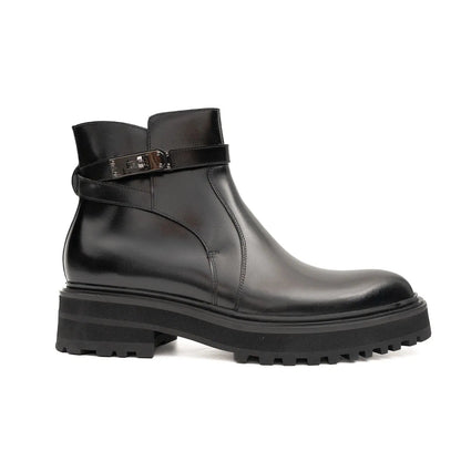 Men's Black Calfskin Buckle Chelsea Boots