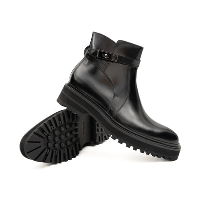 Men's Black Calfskin Buckle Chelsea Boots