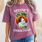 Meowy Christmas, Funny, Retro, Cat, Comfort Colors, Tshirt