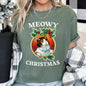 Meowy Christmas, Funny, Retro, Cat, Comfort Colors, Tshirt