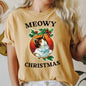 Meowy Christmas, Funny, Retro, Cat, Comfort Colors, Tshirt
