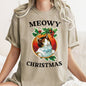 Meowy Christmas, Funny, Retro, Cat, Comfort Colors, Tshirt