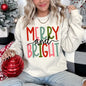 Merry And Bright Retro Text, Christmas Sweatshirt