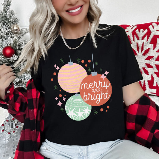 Merry And Bright, Pastel, Christmas Ornaments Super Soft Tees