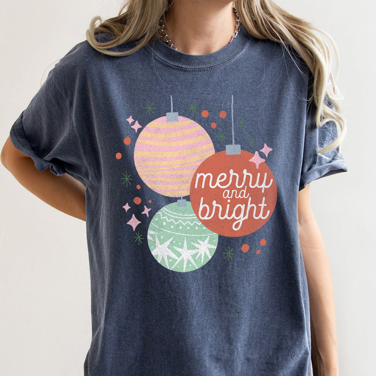 Merry And Bright, Pastel, Christmas Ornaments, Comfort Colors, Tshirt