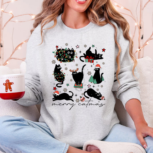 Merry Catmas, Christmas, Cat Lover, Santa, Pets Sweatshirt