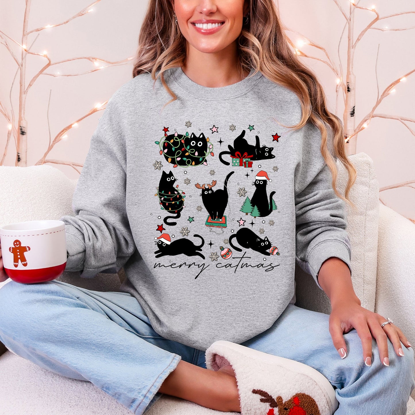 Merry Catmas, Christmas, Cat Lover, Santa, Pets Sweatshirt