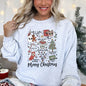 Merry Christmas Doodles, Cute, Santa, Stockings, Tree, Retro Sweatshirt