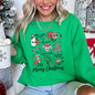 Merry Christmas Doodles, Cute, Santa, Stockings, Tree, Retro Sweatshirt