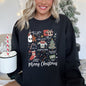 Merry Christmas Doodles, Cute, Santa, Stockings, Tree, Retro Sweatshirt