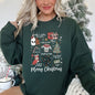 Merry Christmas Doodles, Cute, Santa, Stockings, Tree, Retro Sweatshirt
